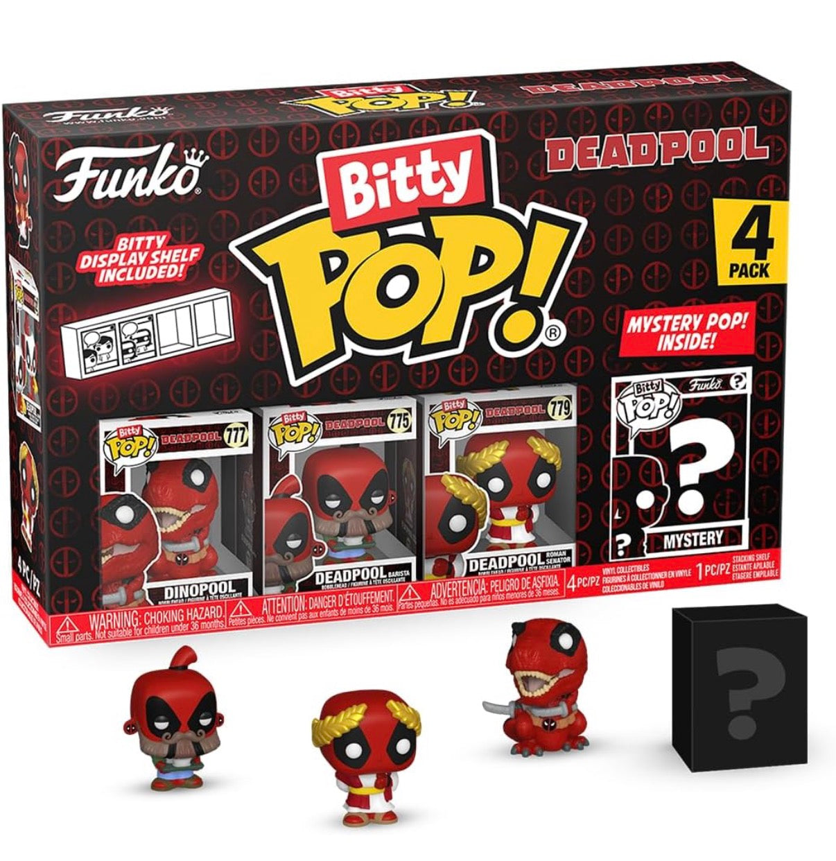Funko Bitty Pop! Deadpool 4er-Pack mit Display-Regal
