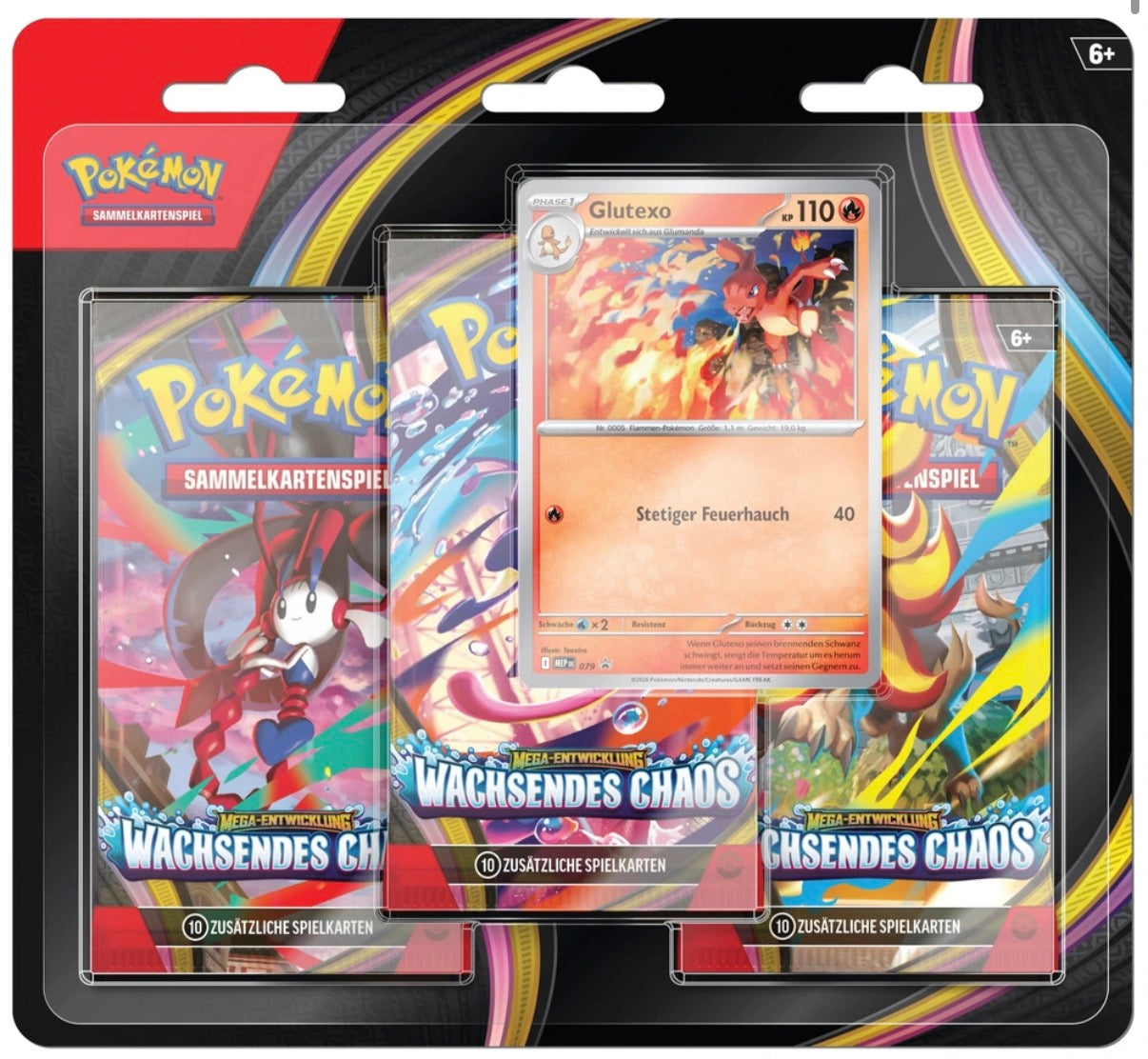 Pokemon ME4 Wachsendes Chaos 3-Pack-Blister -DE