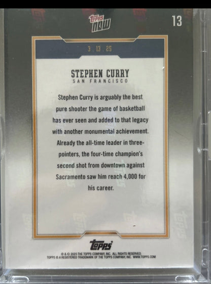 Stephen Curry 4000 Career 3-Pointers - Topps Now 2025 #3 - Limitiert