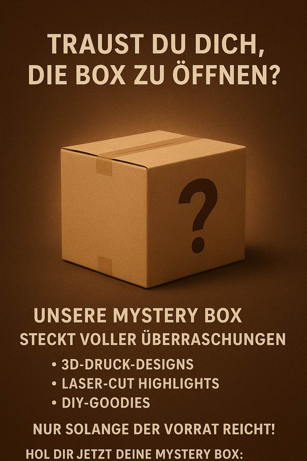 Mystery Box der Wunder: Einzigartige 3D-Druck,Laser & Gravur Überraschungen! (Wähle deine Größe: XS, S, M, L, XL, Mega,Crazy!)