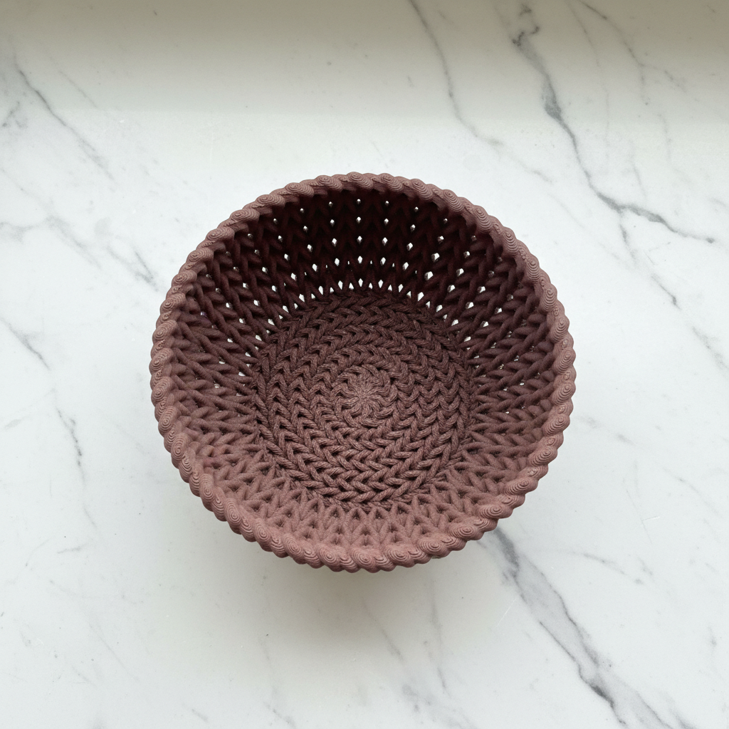 3D Strickschale Ø 11 cm – Dekoschale Strickmuster PLA Home Decor