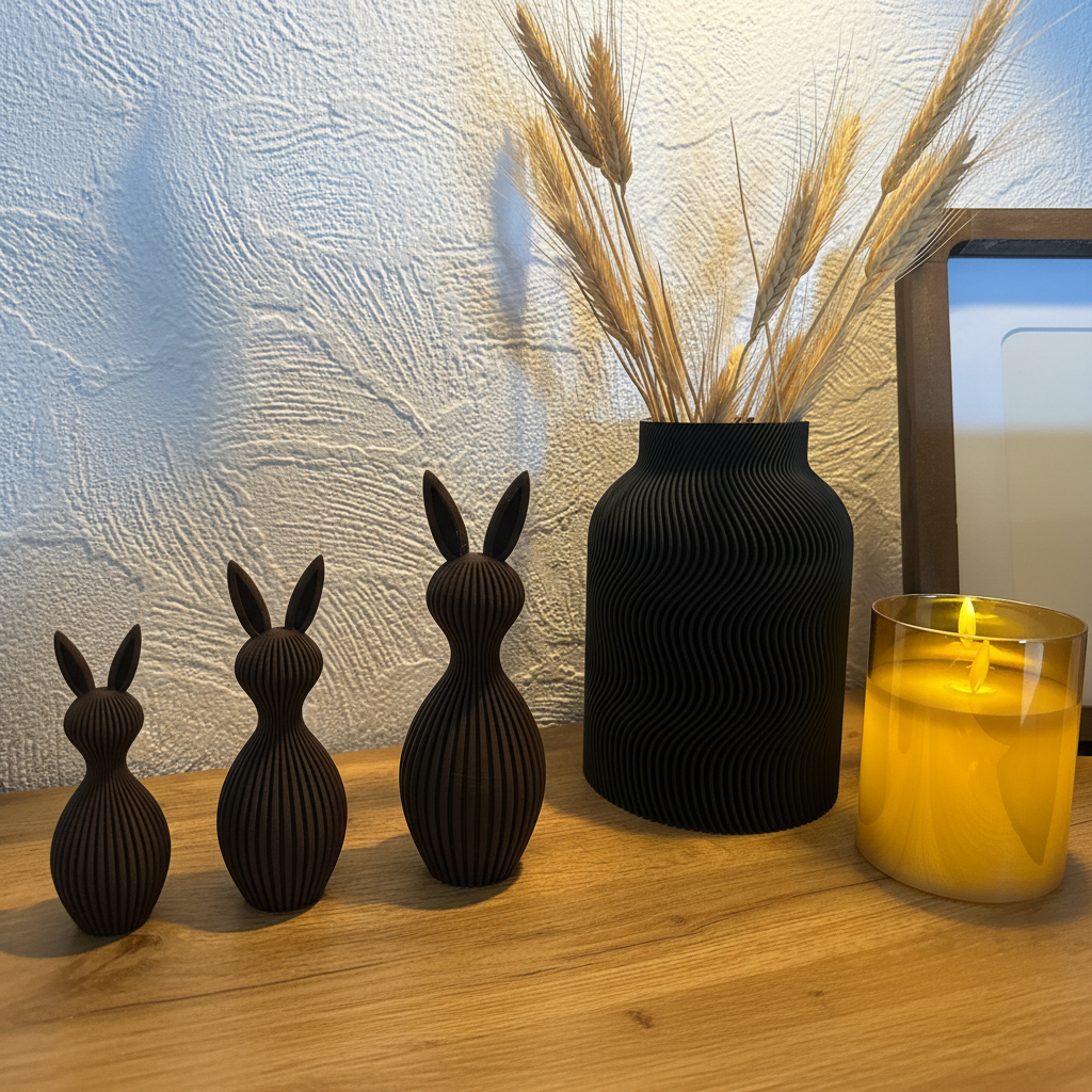 Osterhasen 3er-Set - alle Braun